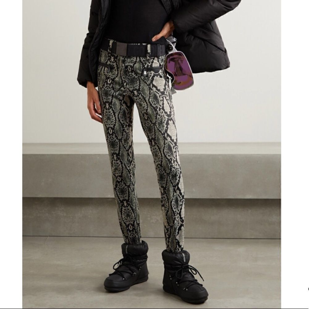 Goldbergh Skin Belted Snake-Print Slim-Leg Stirrup Ski Pants Animal Print Us 6